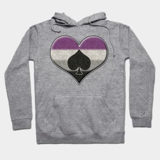 Large Asexual Pride Flag Colored Heart with Ace Symbol Hoodie